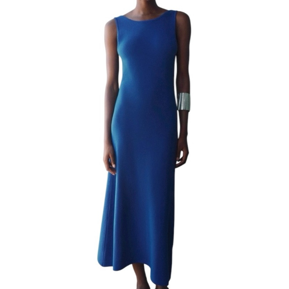 Zara Knit Open Back Dress, Cobalt Blue, Sz S
